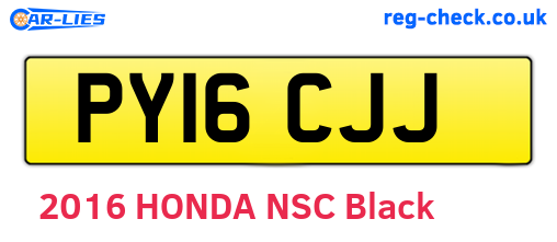 PY16CJJ are the vehicle registration plates.