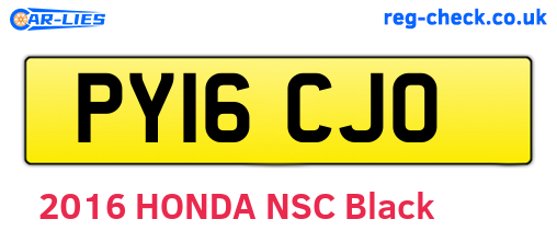 PY16CJO are the vehicle registration plates.