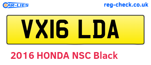 VX16LDA are the vehicle registration plates.