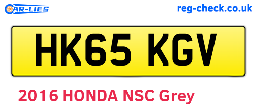 HK65KGV are the vehicle registration plates.