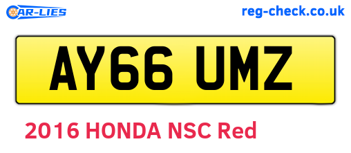 AY66UMZ are the vehicle registration plates.
