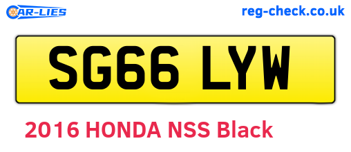 SG66LYW are the vehicle registration plates.
