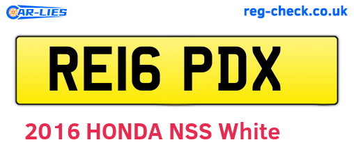 RE16PDX are the vehicle registration plates.
