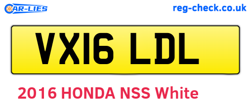 VX16LDL are the vehicle registration plates.