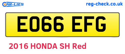 EO66EFG are the vehicle registration plates.