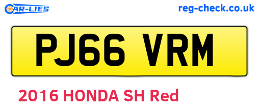 PJ66VRM are the vehicle registration plates.