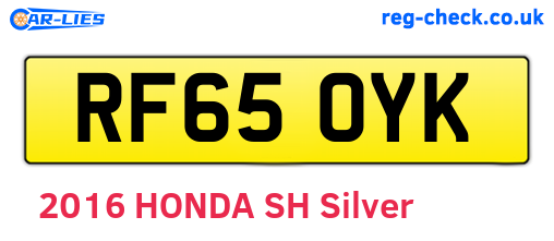 RF65OYK are the vehicle registration plates.