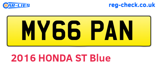 MY66PAN are the vehicle registration plates.
