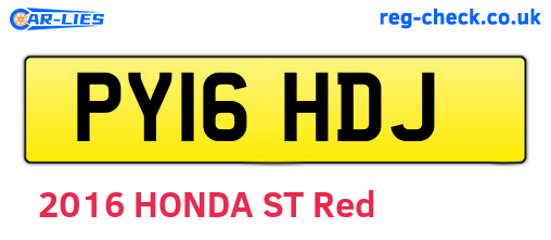 PY16HDJ are the vehicle registration plates.
