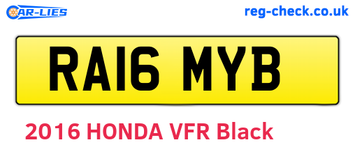 RA16MYB are the vehicle registration plates.
