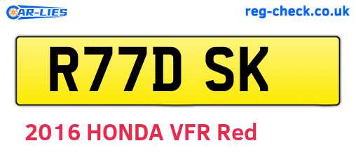 R77DSK are the vehicle registration plates.
