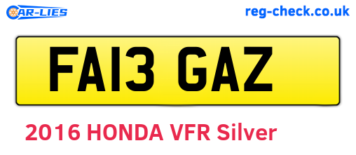 FA13GAZ are the vehicle registration plates.