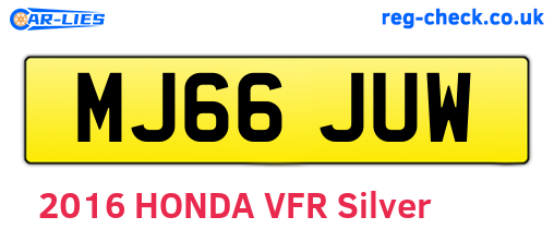 MJ66JUW are the vehicle registration plates.