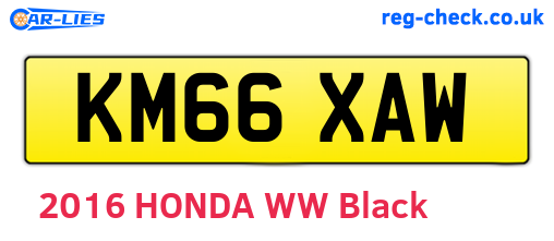 KM66XAW are the vehicle registration plates.