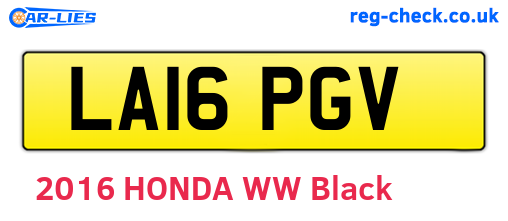 LA16PGV are the vehicle registration plates.