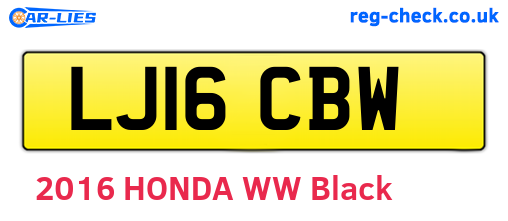 LJ16CBW are the vehicle registration plates.
