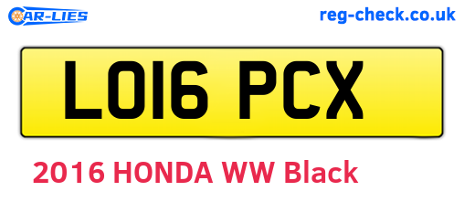 LO16PCX are the vehicle registration plates.