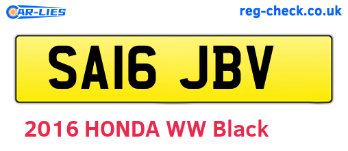 SA16JBV are the vehicle registration plates.