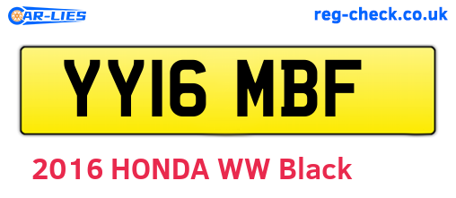 YY16MBF are the vehicle registration plates.