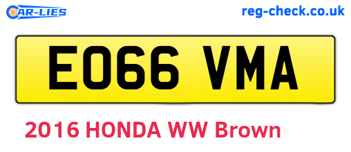 EO66VMA are the vehicle registration plates.