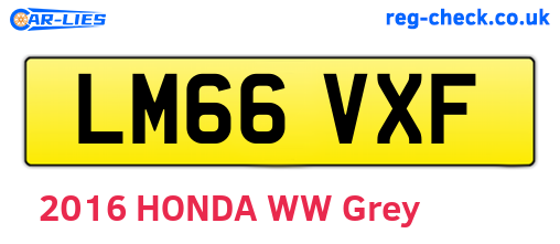 LM66VXF are the vehicle registration plates.
