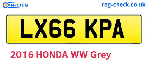LX66KPA are the vehicle registration plates.