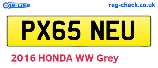 PX65NEU are the vehicle registration plates.