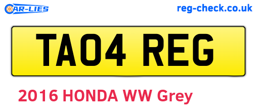 TA04REG are the vehicle registration plates.