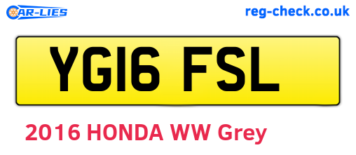 YG16FSL are the vehicle registration plates.