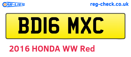 BD16MXC are the vehicle registration plates.
