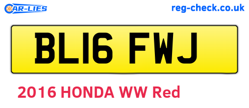 BL16FWJ are the vehicle registration plates.