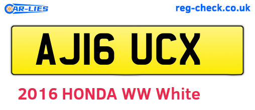 AJ16UCX are the vehicle registration plates.