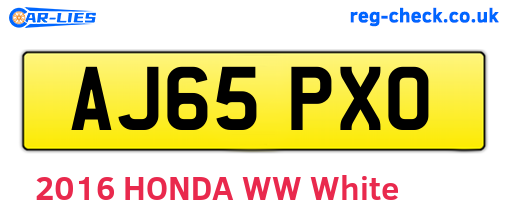 AJ65PXO are the vehicle registration plates.