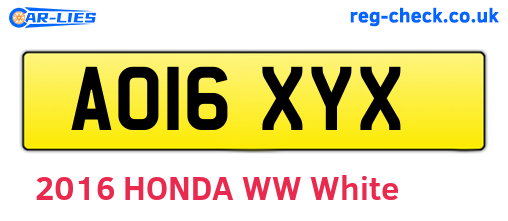 AO16XYX are the vehicle registration plates.