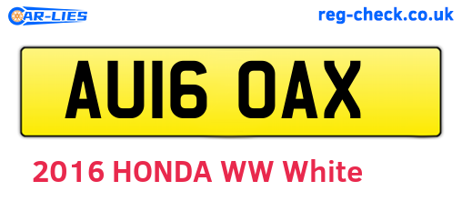 AU16OAX are the vehicle registration plates.