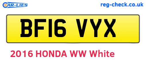BF16VYX are the vehicle registration plates.