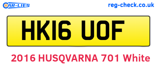 HK16UOF are the vehicle registration plates.