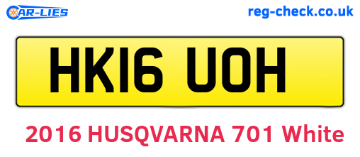 HK16UOH are the vehicle registration plates.