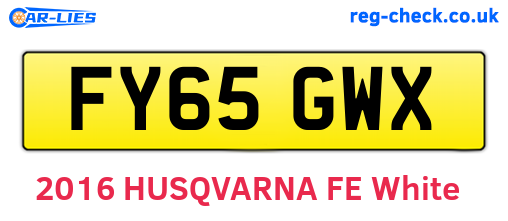 FY65GWX are the vehicle registration plates.