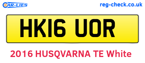 HK16UOR are the vehicle registration plates.
