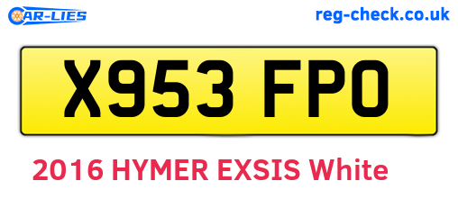 X953FPO are the vehicle registration plates.