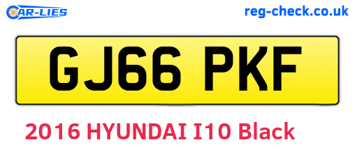 GJ66PKF are the vehicle registration plates.