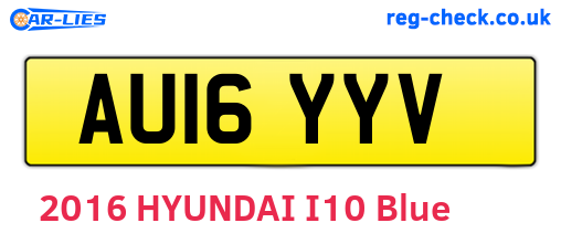 AU16YYV are the vehicle registration plates.