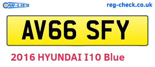 AV66SFY are the vehicle registration plates.