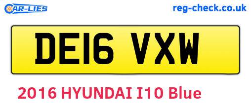 DE16VXW are the vehicle registration plates.