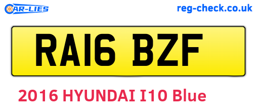 RA16BZF are the vehicle registration plates.