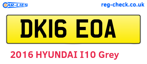 DK16EOA are the vehicle registration plates.