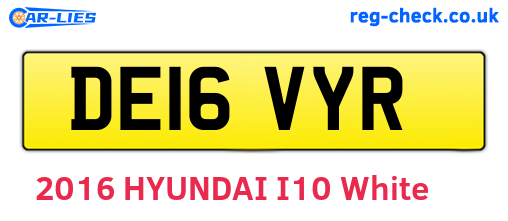 DE16VYR are the vehicle registration plates.