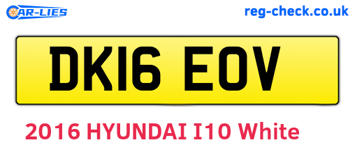 DK16EOV are the vehicle registration plates.