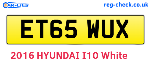 ET65WUX are the vehicle registration plates.